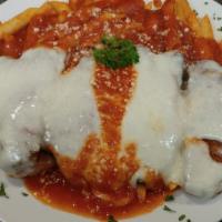 Chicken Parmigiana Family Dinner Meals · Lightly Fried Chicken Breast, Topped with Tomato Sauce Mozzarella, Parmigiano Cheese and you...