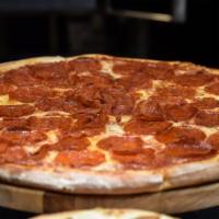 Double Pepperoni Pizza · Hand tossed, mozzarella, tomato sauce, fresh oregano and pepperoni.