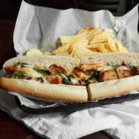 Grilled Chicken 'Italiano · Topped with melted provolone cheese, garlic, mushrooms and spinach on a Long Roll.