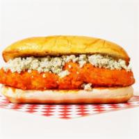 The Buffalo Chicken Sub · Crispy breaded chicken cutlet coated in buffalo sauce topped with american and blue cheese o...