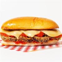The Eggplant Parm Sub · Fan-favorite breaded eggplant slathered in marinara sauce and mozzarella cheese on a hoagie ...