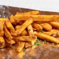 Fries · Thick cut SideBird spiced fries.