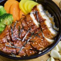Unagi Don · Grilled Unagi(Eel Fish) On Top Of Rice. With Mixed Vegetables, Japanese Radish Pickle, And R...
