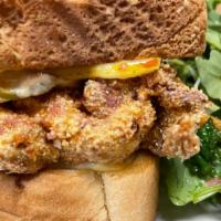 Fried Chicken Sandwich · Buttermilk ranch and house pickles on Texas toast. Add sweet nashville, buffalo, bacon, and/...