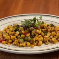 Succotash · Corn, bell peppers, zucchini, garlic
