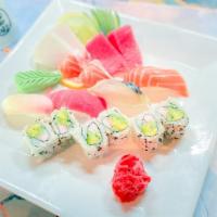 Lunch Sushi & Sashimi Combo  · 4 pcs of Sushi, 6 pcs of sashimi & California roll Chef chose