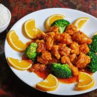 General Tso'S Chicken · Hot and spicy. Crispy fillet of chicken sauteed in honey spicy sauce with broccoli. Served w...