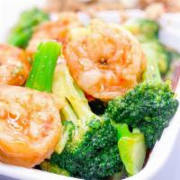 Shrimp With Broccoli Combination Platter · Served with pork fried rice and a egg roll.