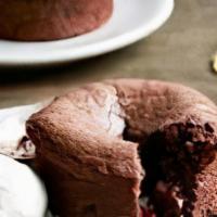 Lavacake With Vanilla Ice Cream · lava cake with vanilla ice cream, just heat up cake for 25 seconds