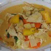 Tofu Mango Curry  · Served with white rice.