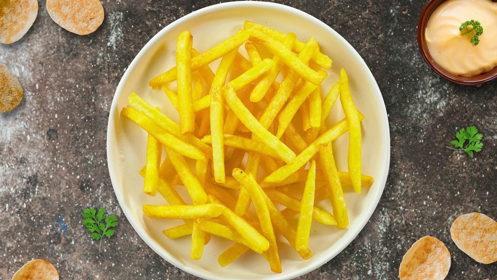 Fries With The Sun · Idaho potato fries cooked until golden brown and garnished with salt.