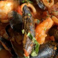 Frutti Di Mare · Shrimp, calamari (tubes and tentacles) mussels, white wine or tomato sauce.