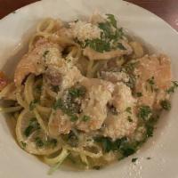 Chicken Piccata · Pan seared chicken scaloppini, white wine sauce, capers, lemon, parsley served with fresh li...