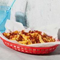 Bacon Cheese Fries · French fries topped with melted cheddar and crisp bacon.