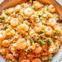 Shrimp Fried Rice · Fried rice mixed with shrimp, vegetables, egg and cheese.