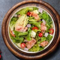 Greek Duo Salad · Romaine lettuce, tuna, egg cucumbers, tomatoes, red onions, olives, and feta cheese tossed w...