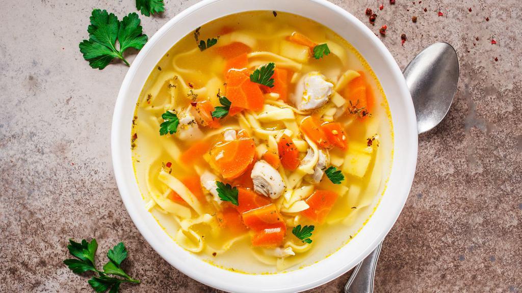 Chicken Noodle Soup · Perfectly prepared traditional soup made with chicken and noodles.