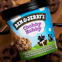 Chubby Hubby · Vanilla Malt Ice Cream with Peanutty Fudge-Covered Pretzels with Fudge & Peanut Buttery Swirls