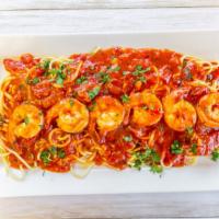 Shrimp Fra Diablo · Sautéed shrimp, fresh garlic, olive oil, fresh parsley in a red spicy marinara sauce.