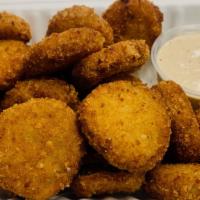 Fried Pickles · Fried pickle chips w/ ranch or remoulade sauce