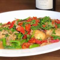 Pollo Alla Marsala · chicken scaloppini, marsala sauce, mushrooms, broccolini, sun-dried tomatoes