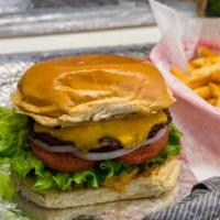 Double Cheeseburger Combo · Double cheeseburger (Bread, 2 hamburgers, 2 cheddar cheese, lettuce, tomato, onions, pickles...