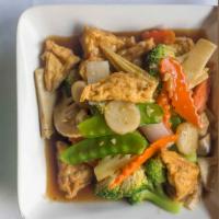 Bean Curd With Mixed Vegetables · Comes with steamed white rice. Could be steamed, your choice of sauce on the side.