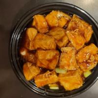 Orange Tofu · Spicy.  Come with Steamed white rice