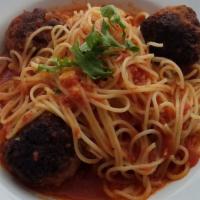 Spaghetti & Meatballs · Fresh homemade meatballs and gravy with spaghetti.