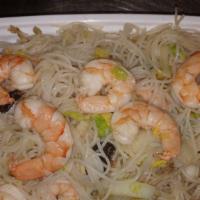 Shrimp Chow Mei Fun · Skinny Rice soft noodles.