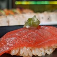 Lean Tuna 'Akami' · kizami wasabi. Allergens: fin fish, soy