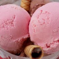 Ice Cream (Double Scoop) · Fresh, creamy ice cream with a choice of vanilla, chocolate or strawberry.