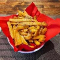 Truffle Fries · Crispy bacon, grated parmigiano, herbs, drizzled with truffle oil.. (GF option)