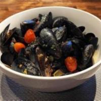 Mussels Macchiato · PEI mussels in tomato sauce with olives and capers. Available spicy upon request.. (GF option)