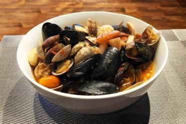 Frutti Di Mare · Mussels, clams, shrimp, scallops and calamari, olives, capers, roasted cherry tomatoes, fish broth, marinara sauce with linguini.. (GF option)