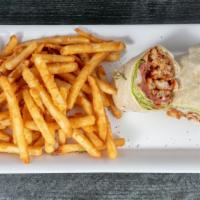 Bbq Chicken Wrap · Grilled or Crispy BBQ chicken, Lettuce and tomatoes, Ranch Dressing.