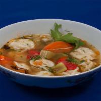 Chuchvara · Small meat dumplings in your choice of vegetable broth or chicken broth.