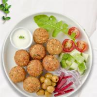 Lawful Falafel · Fried chickpeas, fava beans, cumin, parsley and onions. Served with tahini sauce.