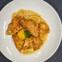 Chicken Francaise · Topped with a lemon white wine sauce.