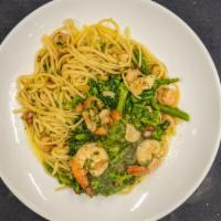 Broccoli Rabe & Rock Shrimp · Served with pasta. Sautéed in extra virgin olive oil and fresh garlic.