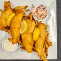 Fish & Chips · Fried fish in batter served with chips.