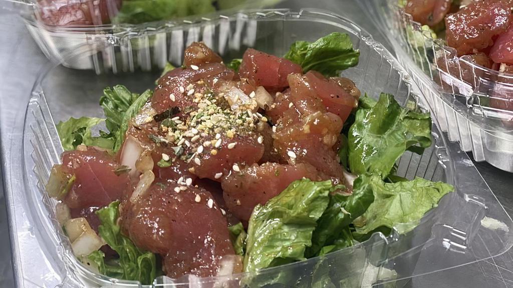 **Hawaiian Poke (8 Oz) · Raw fish

**this item may contain raw or uncooked ingredients or may be cooked to order.  Consuming raw or undercooked meats, poultry, seafood, shellfish, or eggs may increase your risk of food-borne illness.
