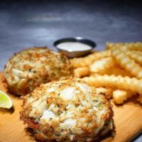 Crab Cakes With 2 Sides · The Best Maryland Crab Cake. Made with Real Jumbo Lump Crabmeat. Served with two side dishes...