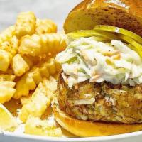 Crab Cake Sandwich · Made with Real Jumbo Lump Crab meat on a toasted brioche bun.