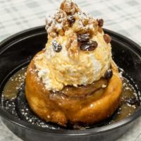 The Sherminator Sticky Bun · Warm sticky Bun with your choice of Flavored Whipped CREAM.....Walnuts or Raisin, top with d...