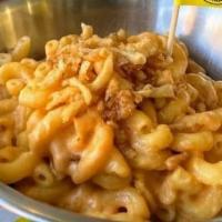 Mac & Cheese · Elbow noodles, beer cheese and fried onions.