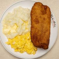 Fish (Whiting, Flounder, Tilapia) Platter · Fish, 2 eggs, home fries or grits.