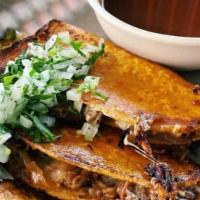 Beef Birria · Braised Short-Rib, Queso Mixto, Poblano Rajas, Side Jus