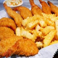 Fried Shrimp (5) · Jumbo shrimp coated in seasoned breadcrumbs, then deep fried to golden brown perfection.