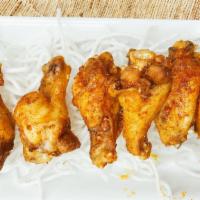Old Bay Wings (6) · Crispy fried chicken wingettes, dusted with an old bay seasoning. We fry in premium canola o...